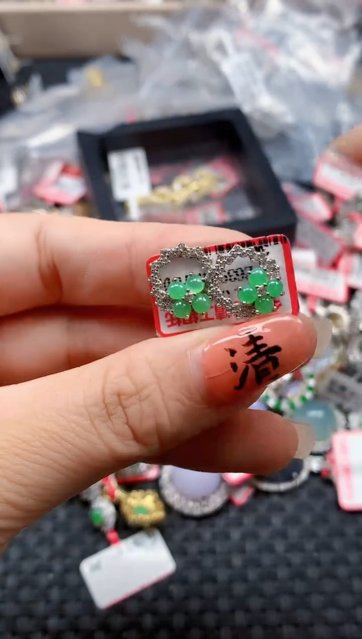 银S925镶嵌戒指翡翠天然A货缅甸翡翠