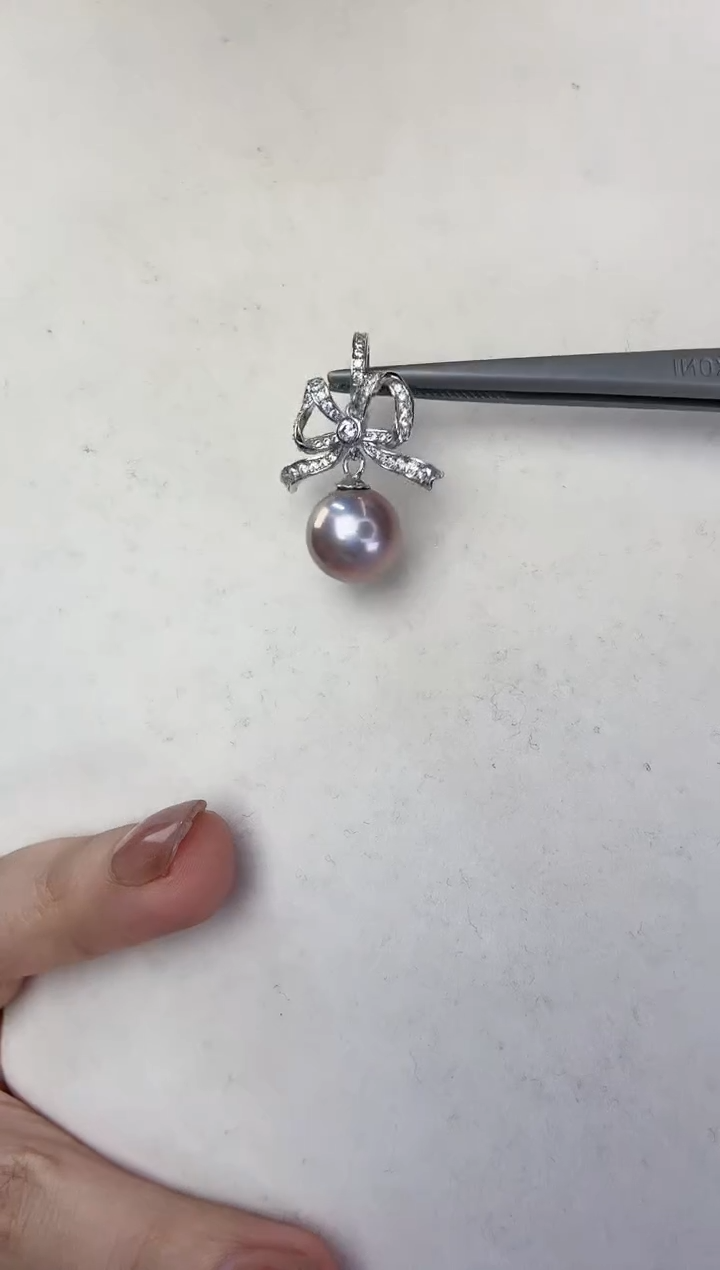 【闪购商品】淡水珍珠吊坠(不含链)银S925镶嵌SGYS万能扣蝴蝶结紫珠