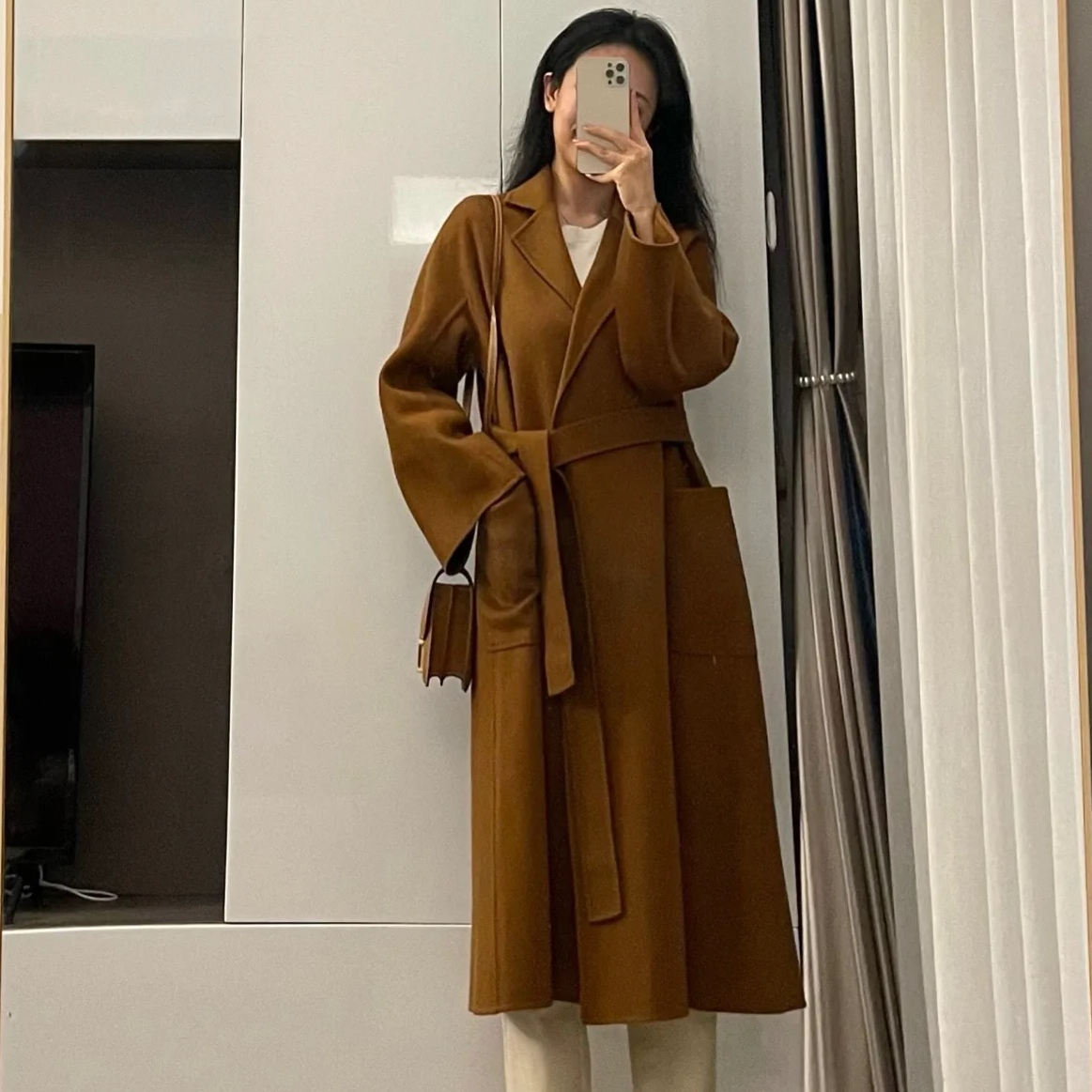 亿颗潮奢 全新未使用 路路 maxmara焦糖色labro浴袍大衣36码 M599
