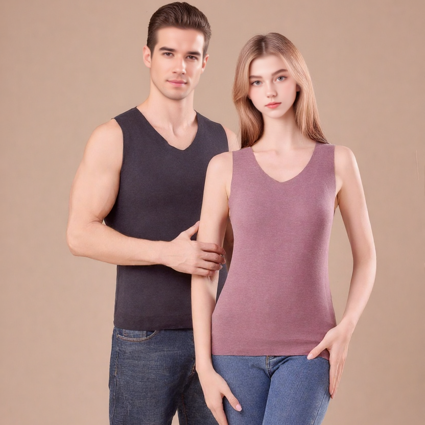 天义内衣新款抗寒保暖羊毛背心男女士男士无痕保暖内衣打底坎肩