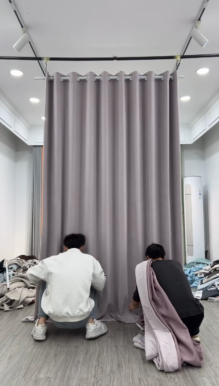 涤纶麦子成品窗帘家大紫