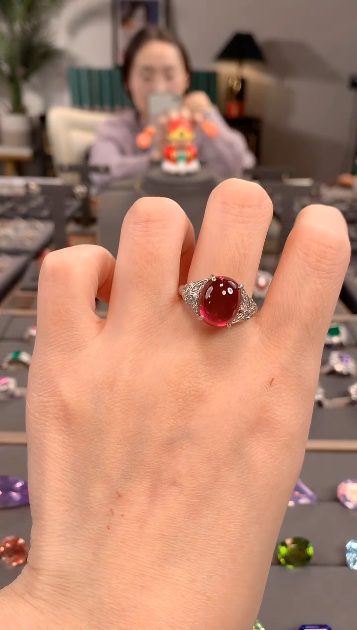 【闪购商品】碧玺戒指铂Pt850镶嵌碧玺