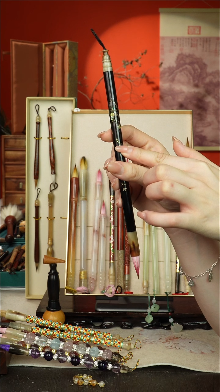 386号闪孤品高货毛笔链接 清水试笔 蘸墨不退