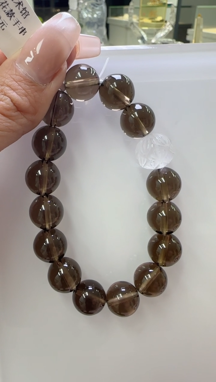 【闪购商品】水晶手串未镶嵌茶水晶莲花款手串Z10369