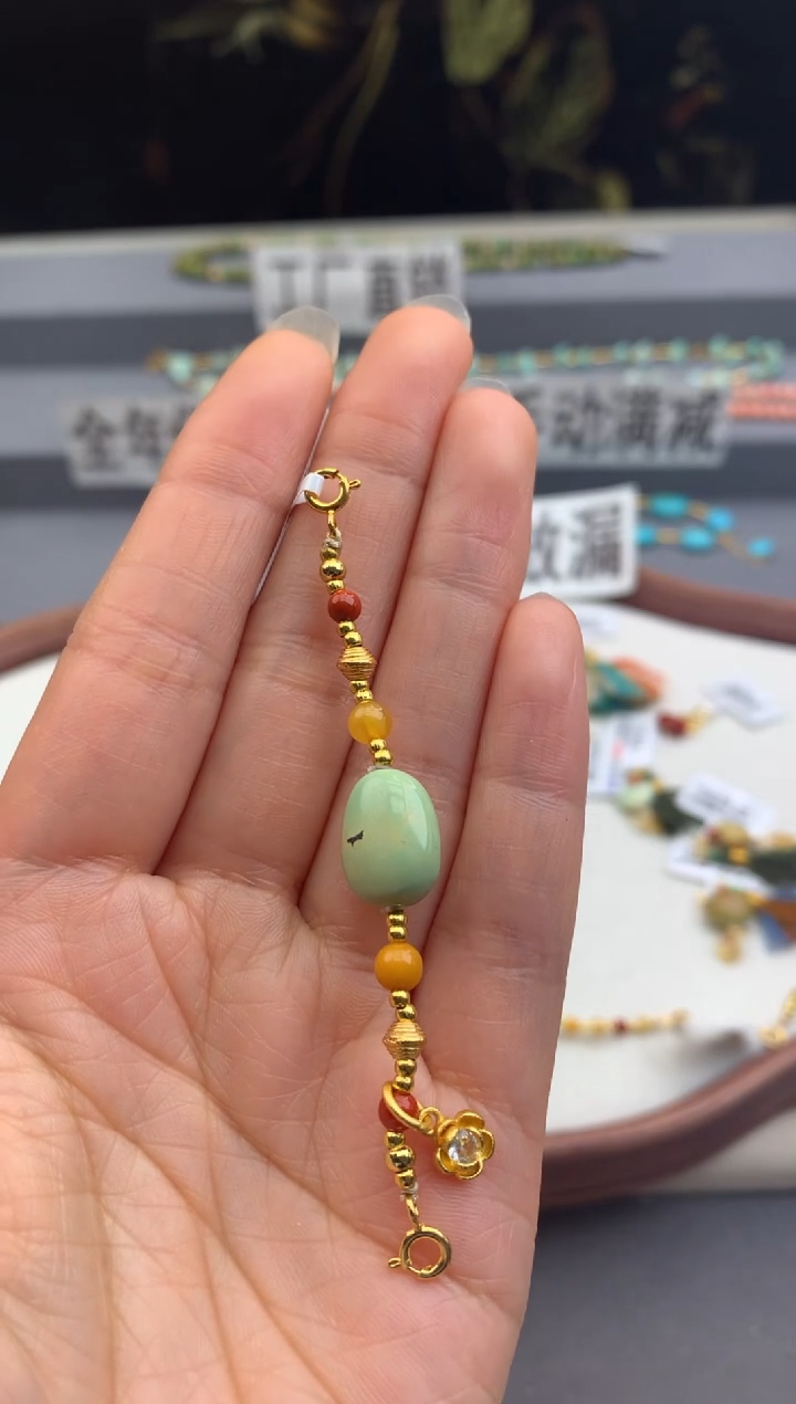 银S925镶嵌半链南红玛瑙茜.H193