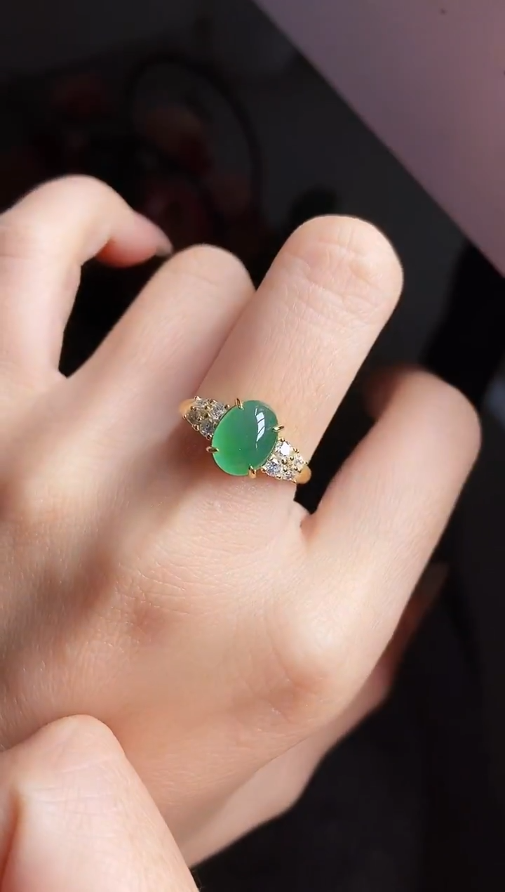 银S925镶嵌戒指翡翠12