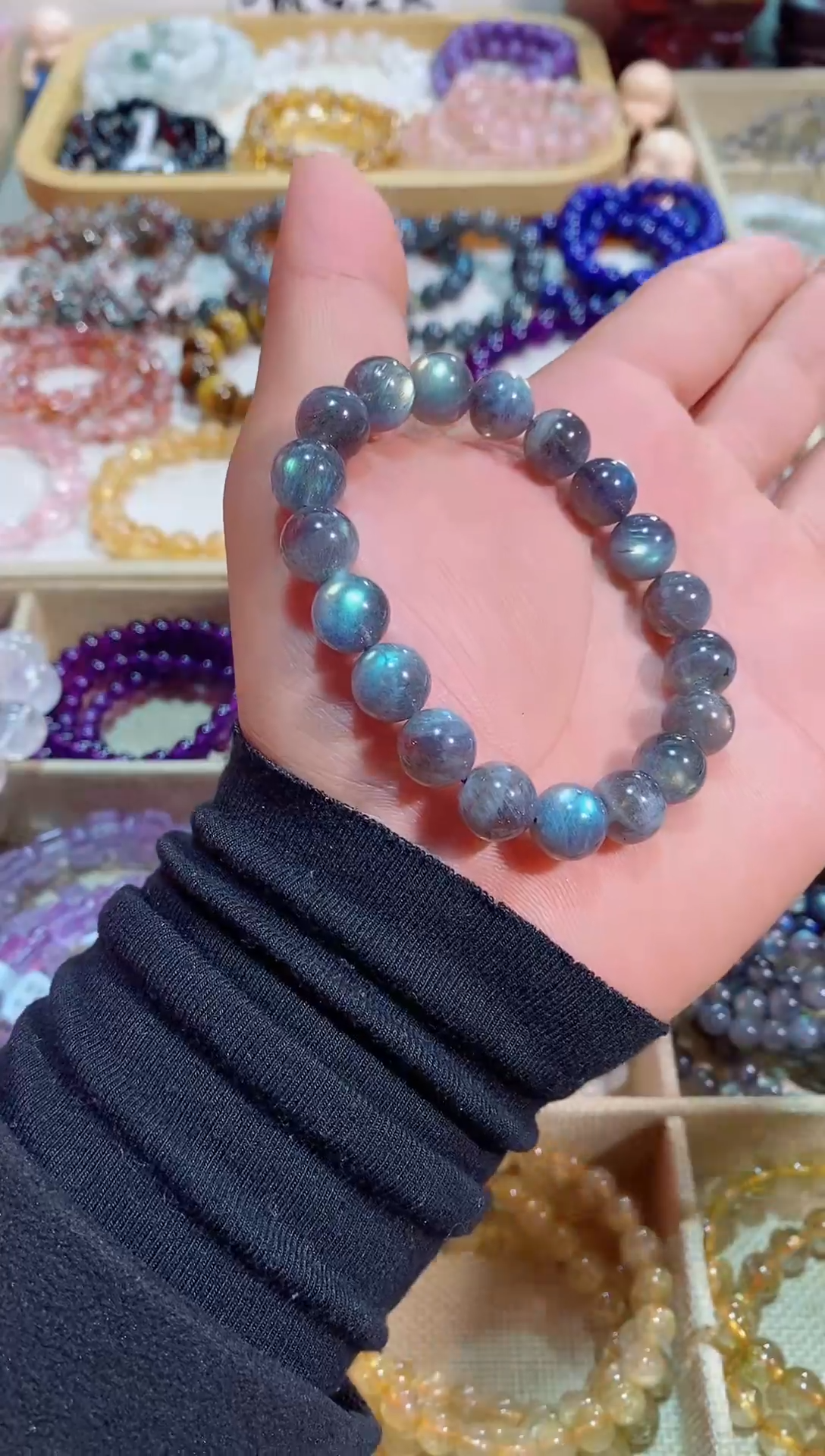 【闪购商品】拉长石手链未镶嵌黑体灰月光10M+ (多样性发其一）