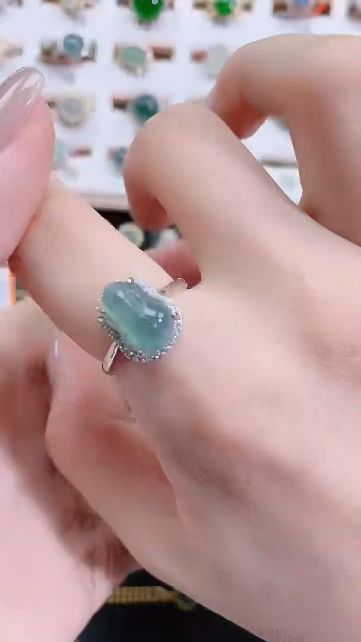 银S925镶嵌戒指翡翠天然翡翠