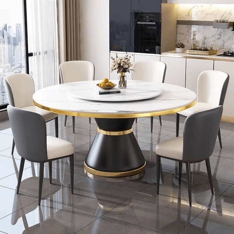 【年终大促】轻奢岩板餐桌椅酒店餐厅圆桌现代简约家用电磁炉吃饭桌