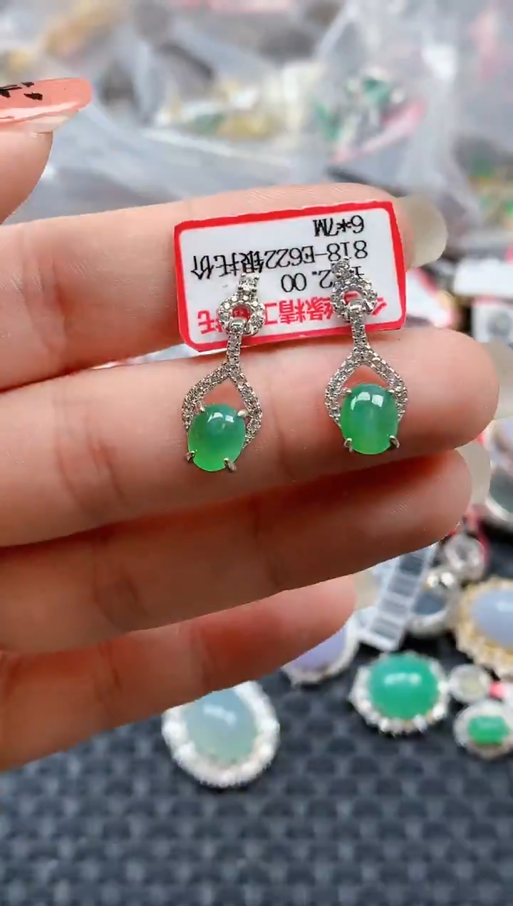 银S925镶嵌戒指翡翠天然A货缅甸翡翠