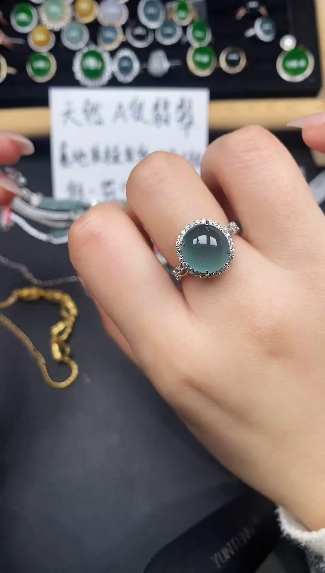 银S925镶嵌戒指翡翠78378