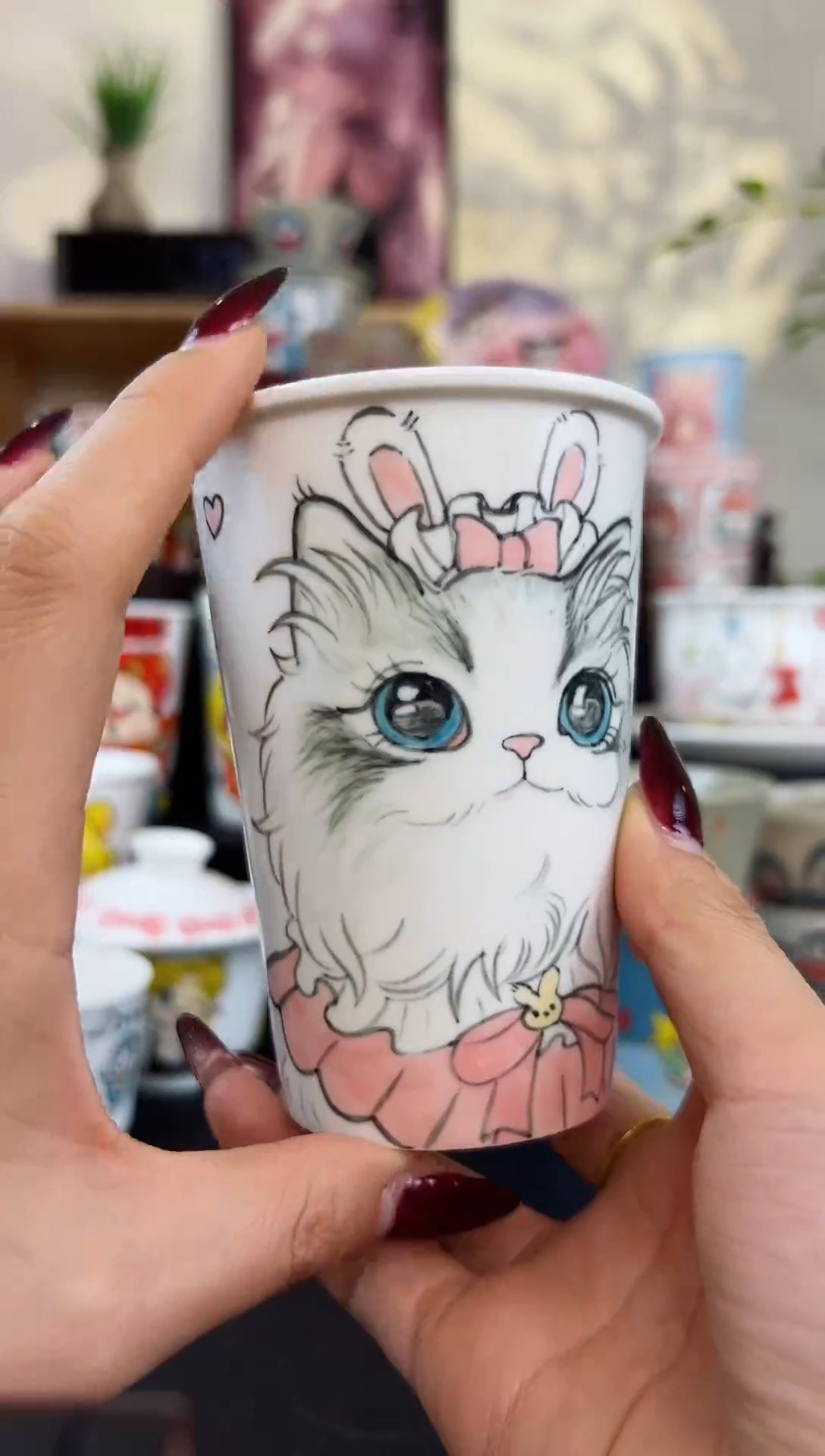 【闪购商品】摆件笙笙漫 手工手绘陶瓷杯杯