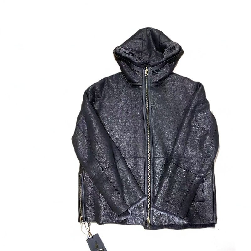 意大利托卡男士时尚秋冬真皮皮毛一体连帽外套绵羊皮百搭保暖潮