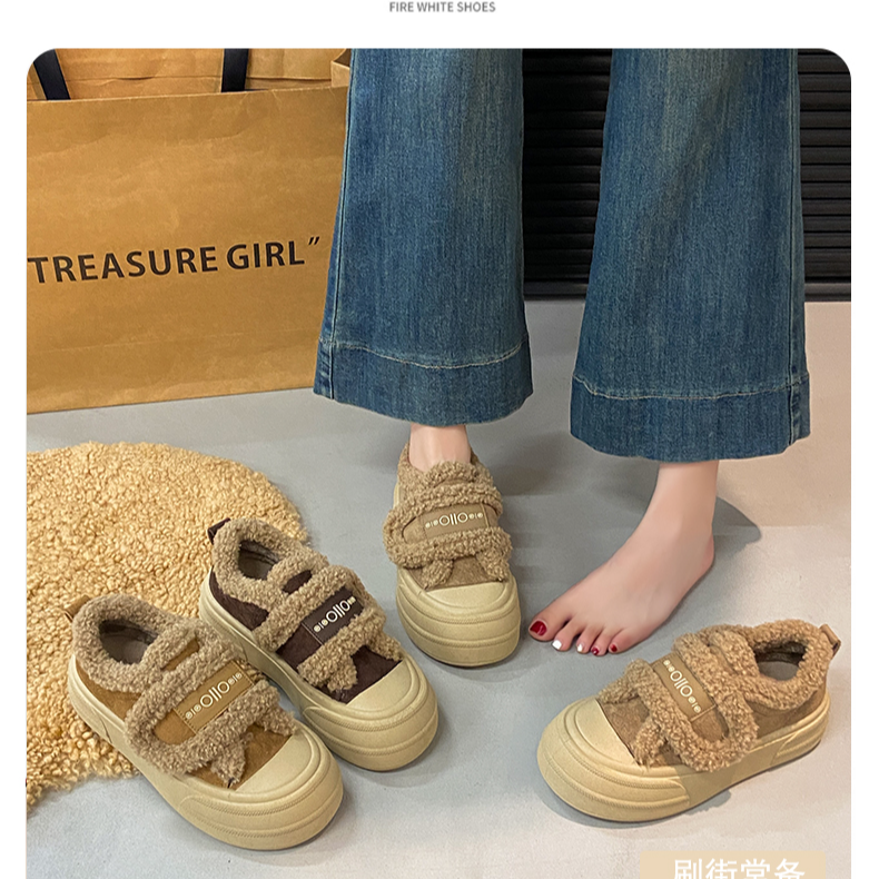 纯色休闲雪地靴休闲风棉鞋冬季棉靴