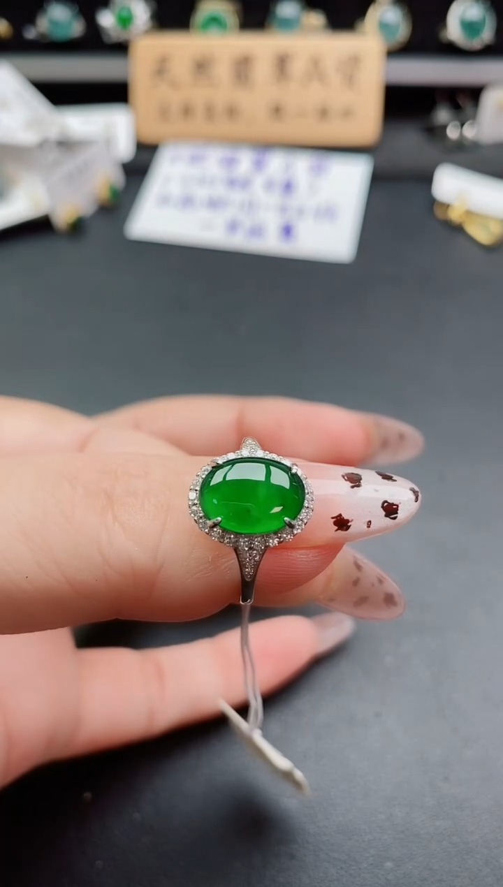 银S925镶嵌戒指翡翠1