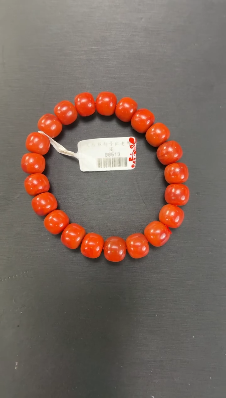 未镶嵌手串南红玛瑙春**开老型柿子红  10mm