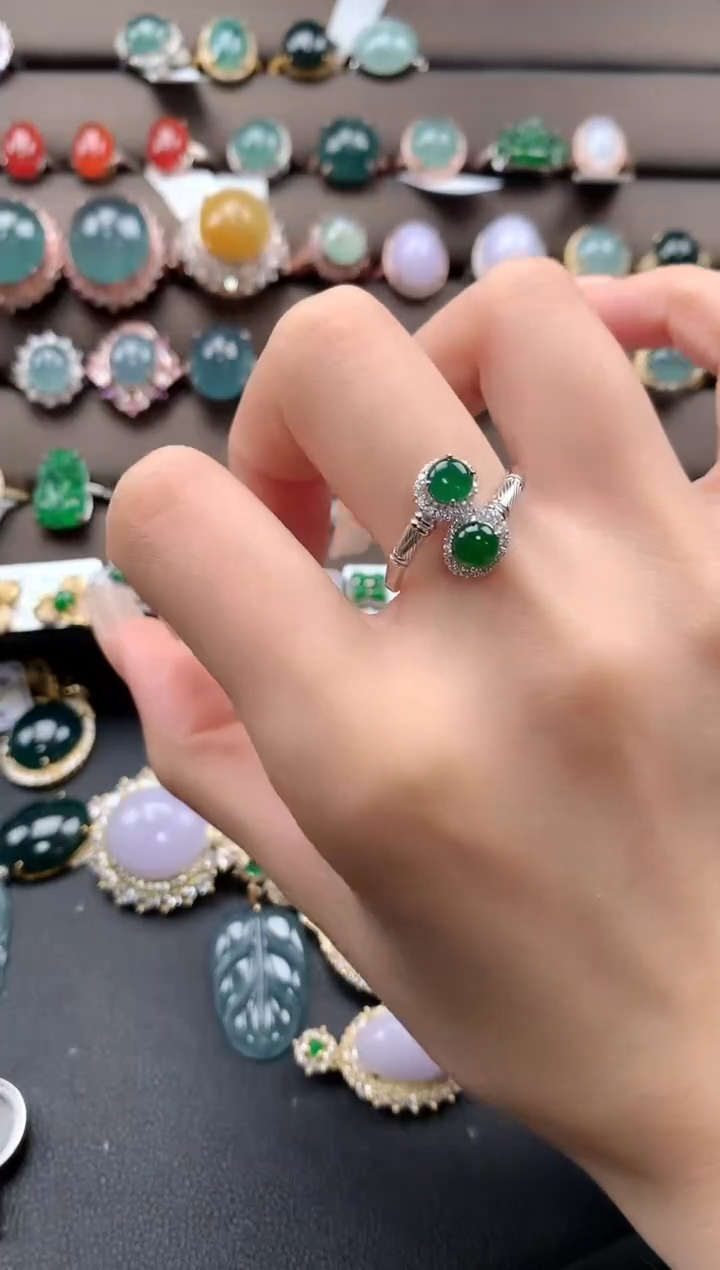 【闪购商品】翡翠戒指银S925镶嵌434324