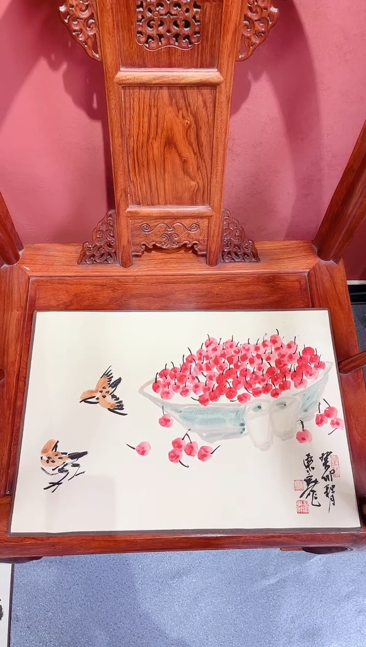 【闪购商品】书法吴东魁花鸟绢卡1.5平尺有视频合影