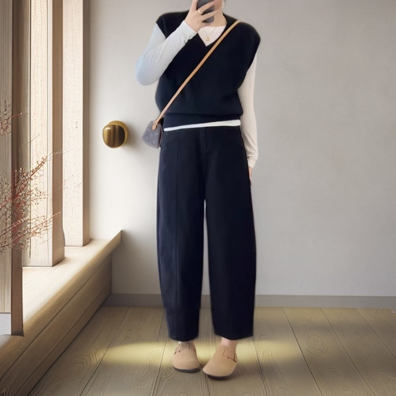 2025春夏大码女裤藏肉气球香蕉裤胖mm梨型身材高腰显瘦九分牛仔裤