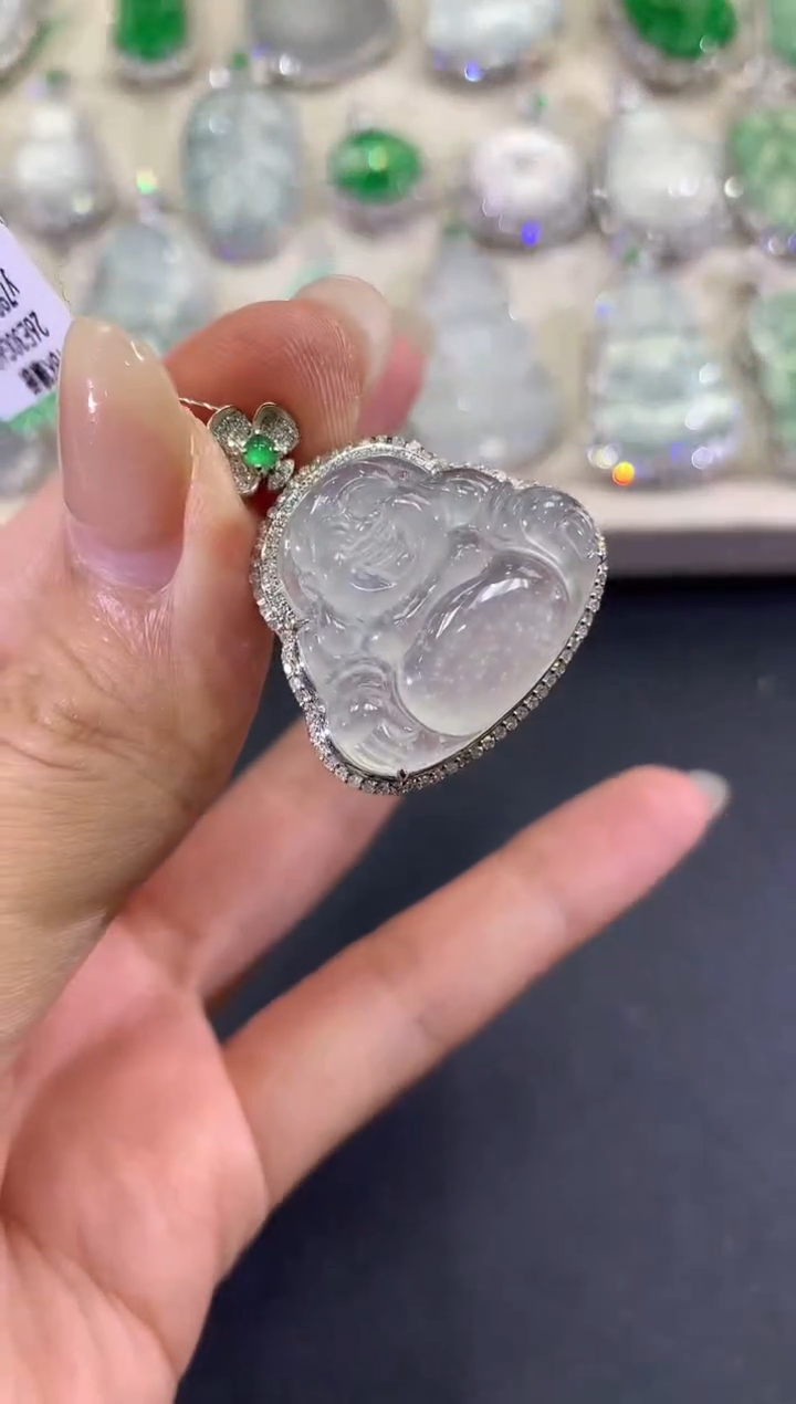 【闪购商品】翡翠吊坠(不含链)18K金镶嵌d128       
