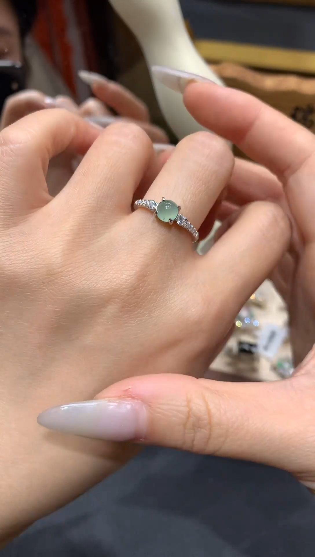 【闪购商品】翡翠戒指银S925镶嵌冰晴戒指