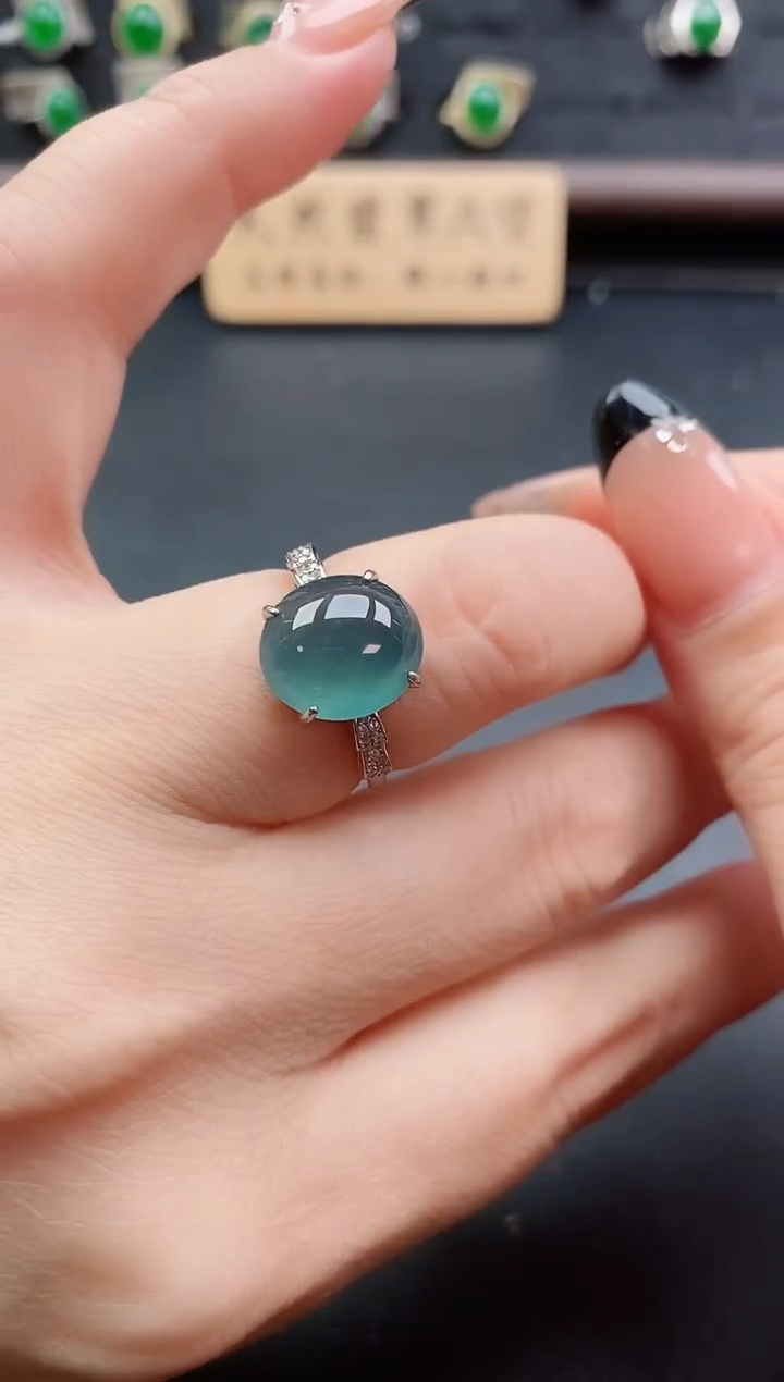 银S925镶嵌戒指翡翠1