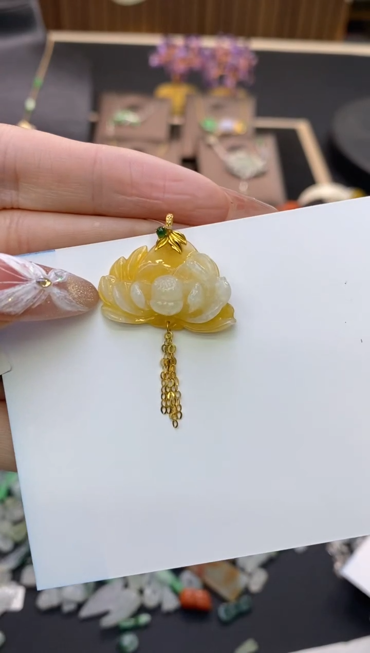 【闪购商品】翡翠颈饰18K金镶嵌净货16249