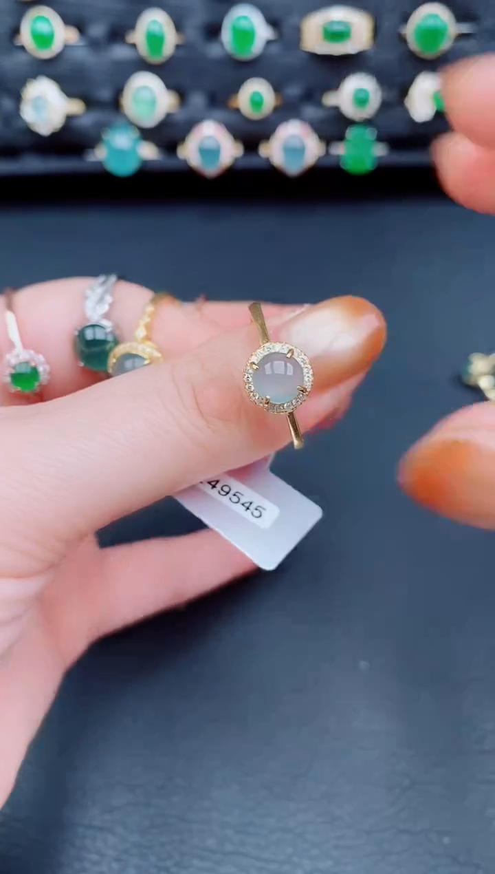【闪购商品】翡翠戒指银S925镶嵌天然a货翡翠9