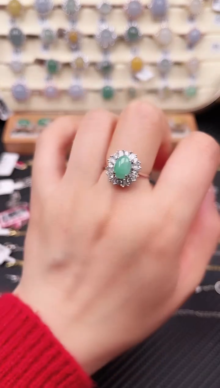 【闪购商品】翡翠戒指银S925镶嵌戒指25