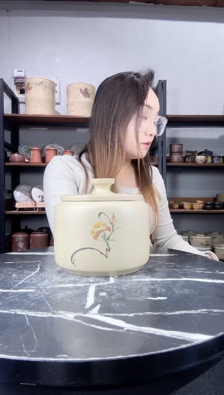 【闪购商品】罐微瑕白泥彩填醒茶罐