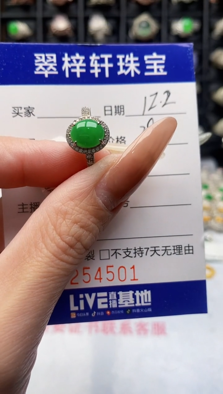 银S925镶嵌戒指翡翠4501