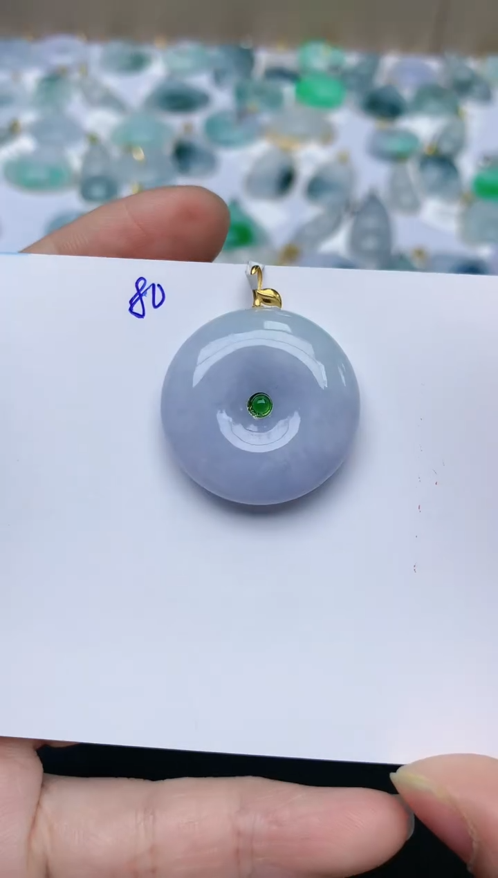 【闪购商品】翡翠颈饰18K金镶嵌天然翡翠A货    80