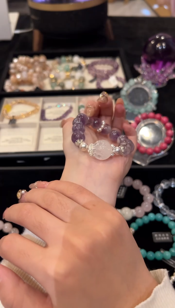 未镶嵌手串水晶紫兔毛手串