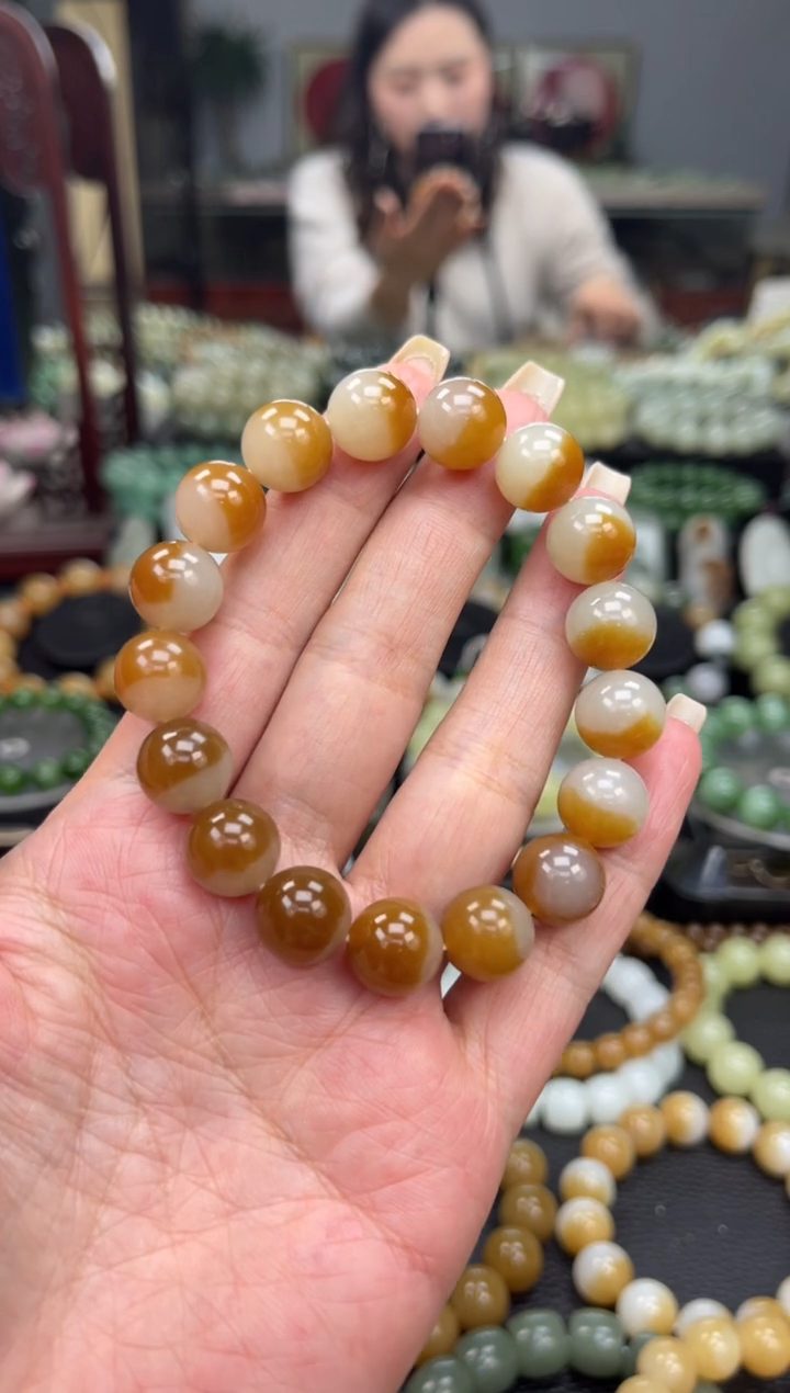 【闪购商品】和田玉手串未镶嵌新疆且末金山聚宝盆卡12