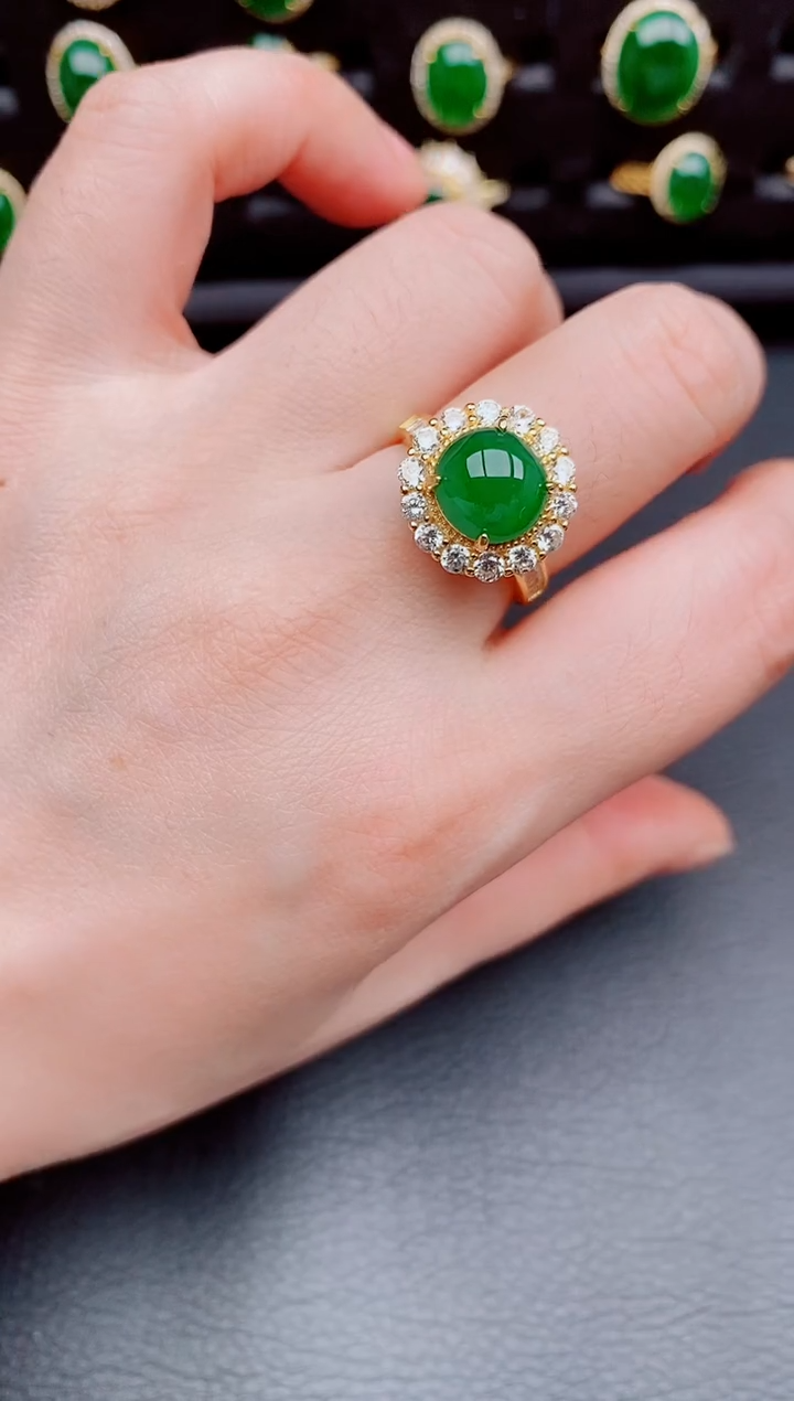 【闪购商品】翡翠戒指银S925镶嵌天然a货翡翠175