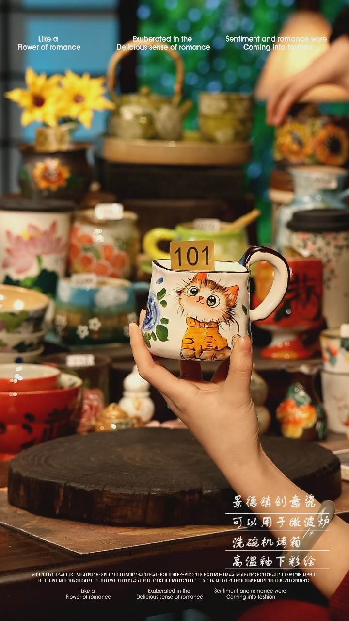 陶瓷景德镇高温釉下彩手工手绘款式