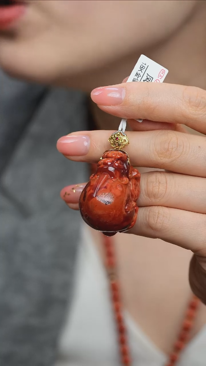 【闪购商品】南红玛瑙吊坠18K金镶嵌@D-626@