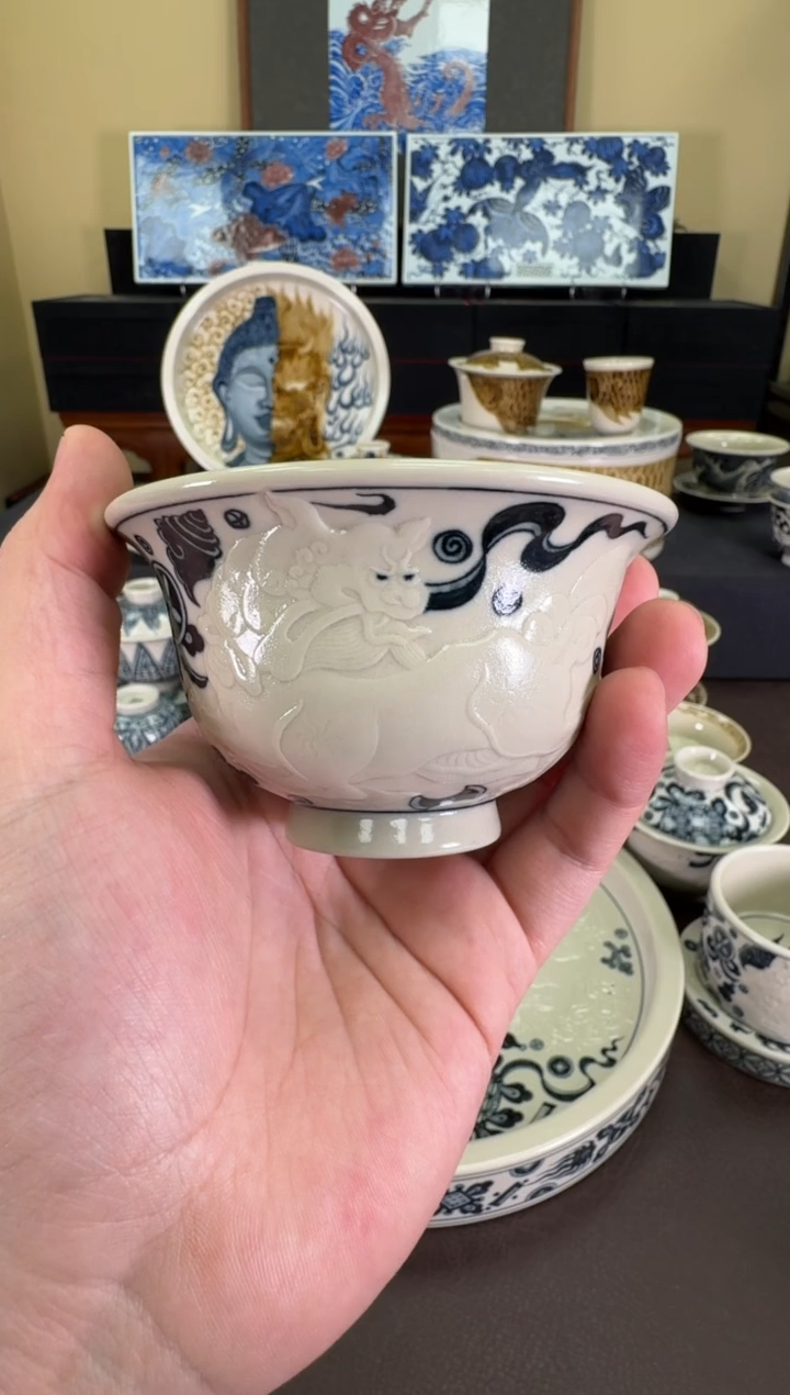 【闪购商品】二号釉阳雕压手杯