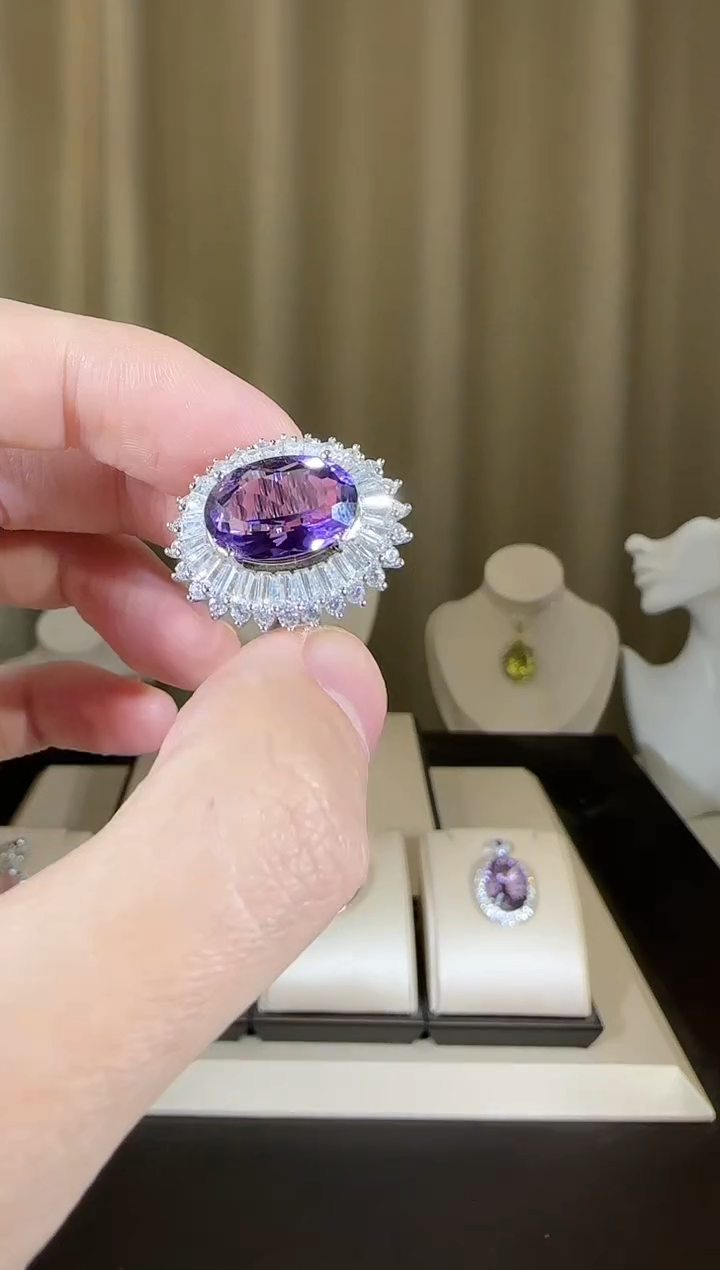 【闪购商品】紫晶戒指银S925镶嵌10*14mm