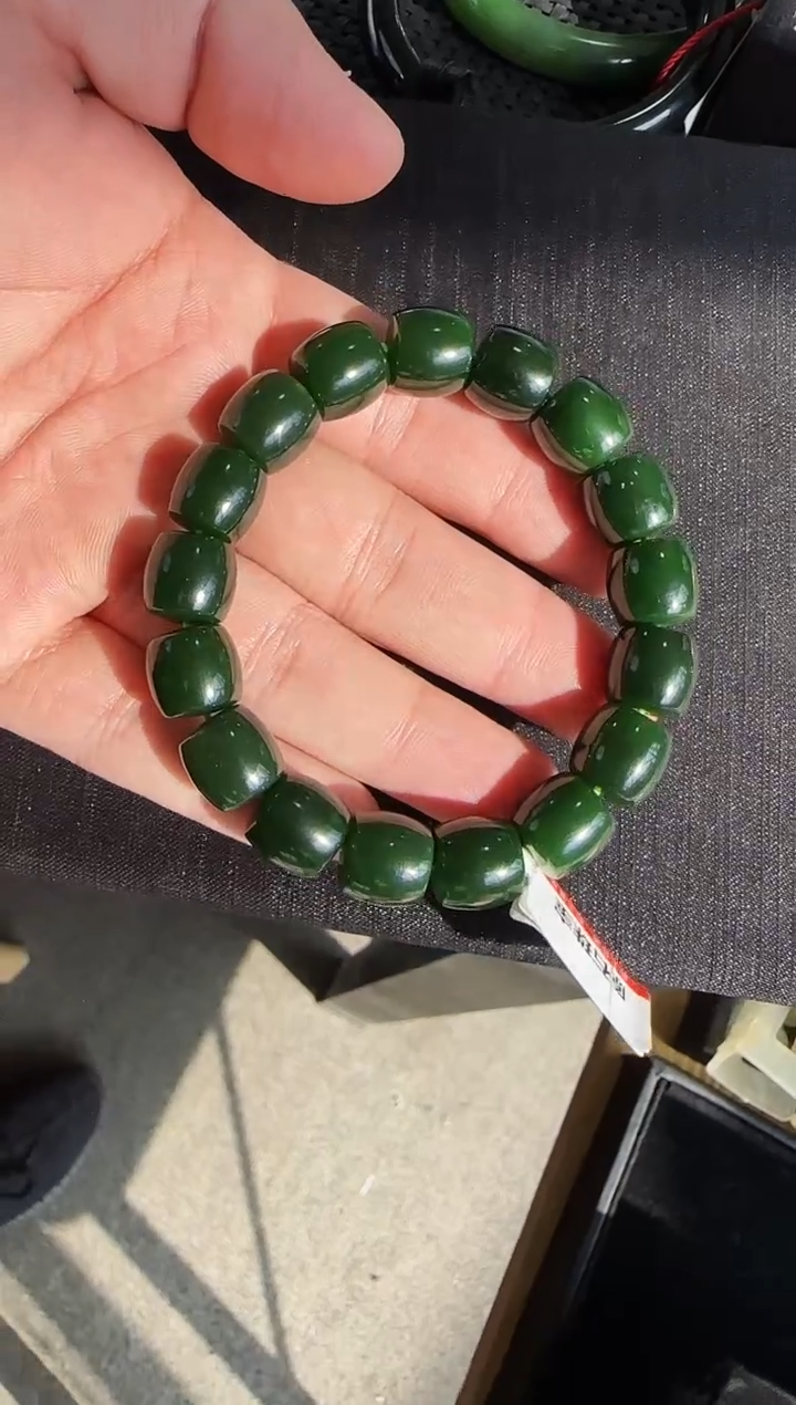 【闪购商品】和田玉（碧玉）俄七直切手串未镶嵌约11*12mm 多样性发一