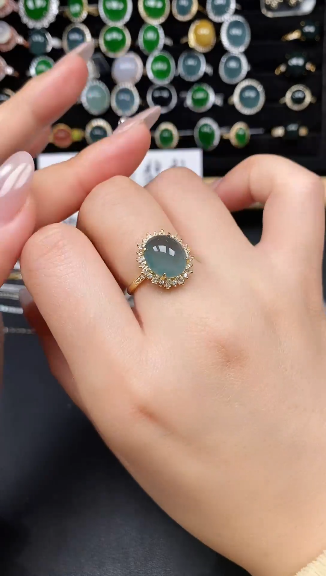 银S925镶嵌戒指翡翠53855