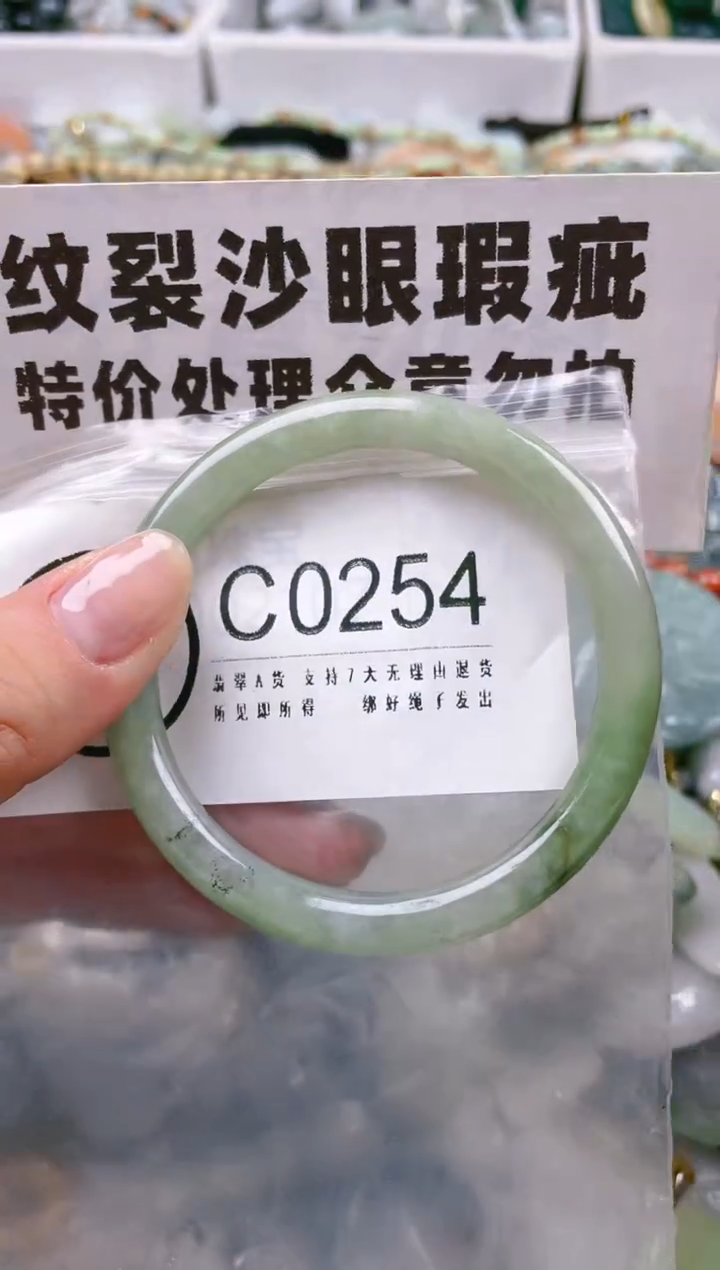 【闪购商品】翡翠颈饰未镶嵌55-56/C/纹裂沙眼瑕疵介意勿拍