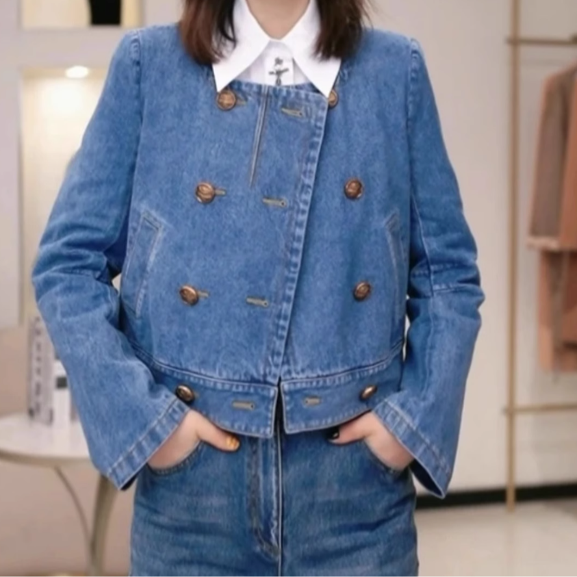 AMASS/阿玛施早春气质短款休闲百搭复设计师古牛仔外套女540019