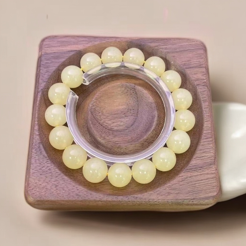 【佳玺精选】028 天然玉石 黄口蜂蜜水黄12mm