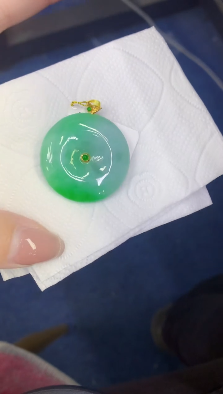 颈饰18K金镶嵌翡翠缅甸天然翡翠A货1436