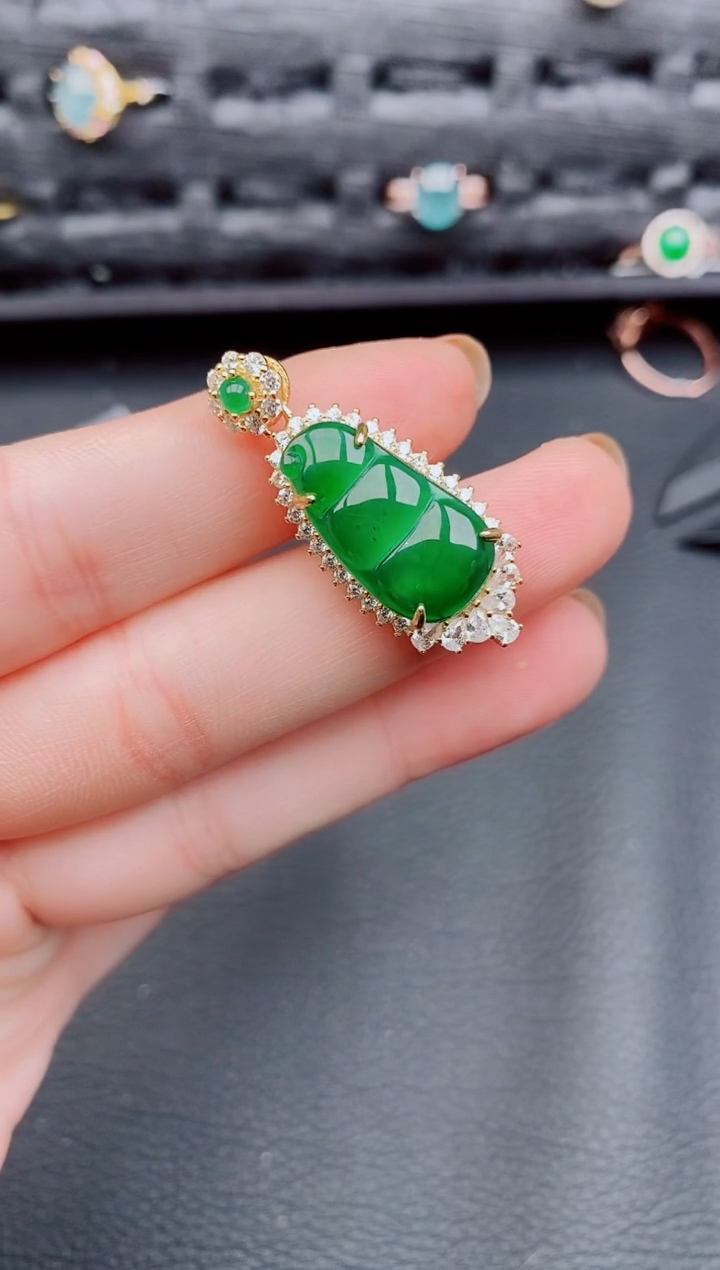 【闪购商品】翡翠颈饰银S925镶嵌天然a货翡翠462