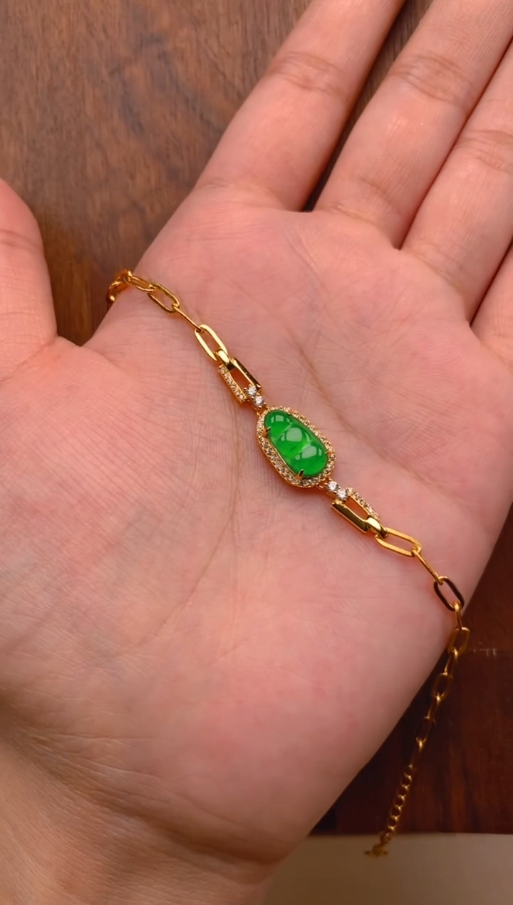 【闪购商品】翡翠手链银S925镶嵌豆子手链