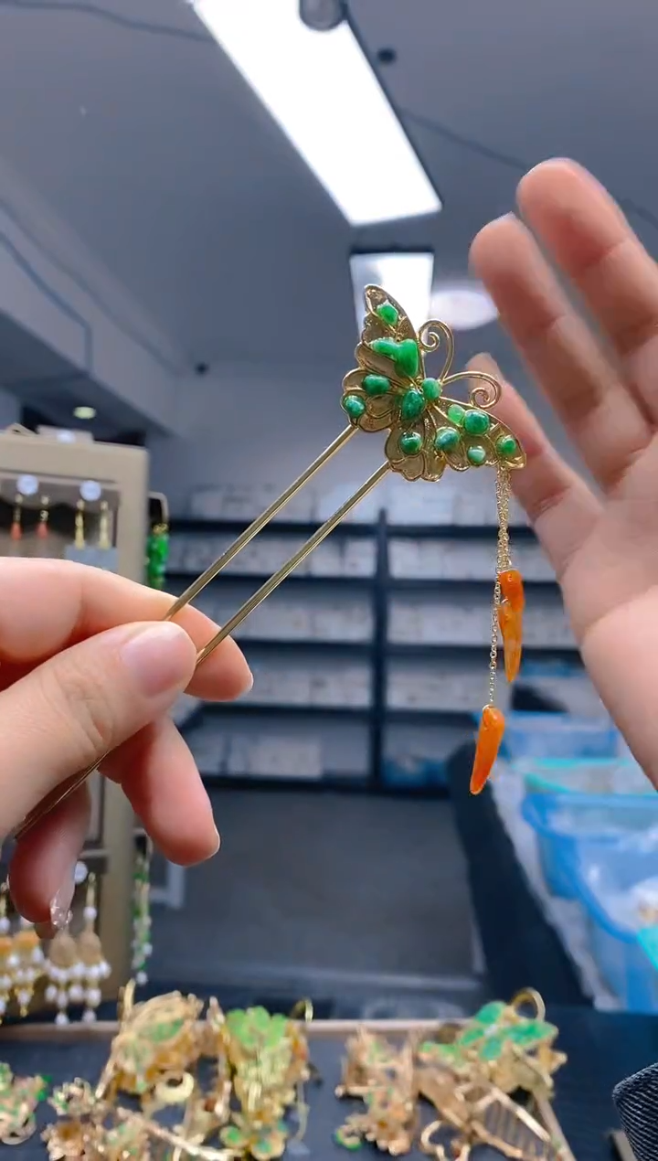 【闪购商品】翡翠耳饰合金0324翡翠发簪