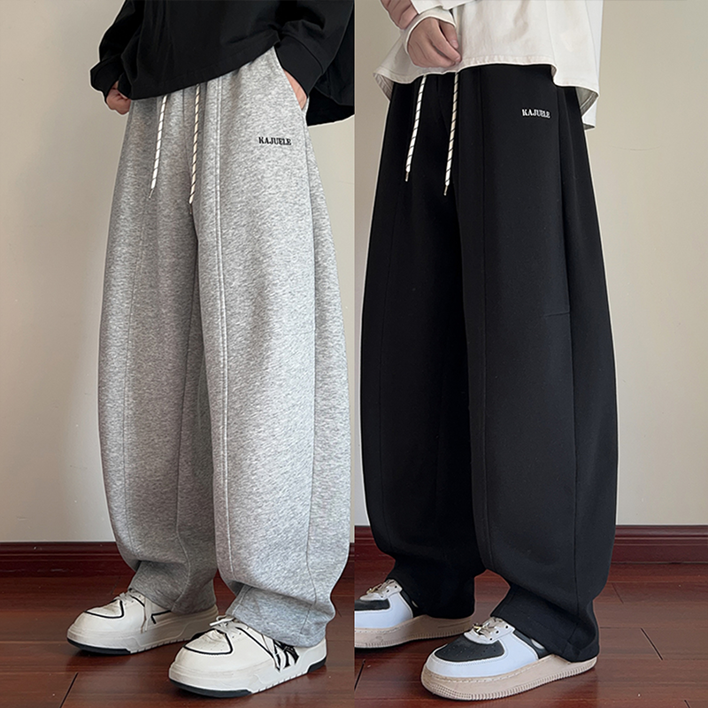 潮流秋季宽松阔腿直筒运动休闲百搭学生卫裤青少年男生学生裤子