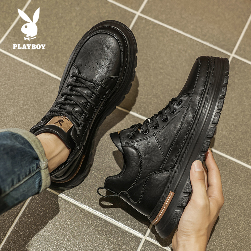 PLAYBOY/花花公子休闲板鞋2025新款男士中帮厚底时尚百搭运动潮鞋